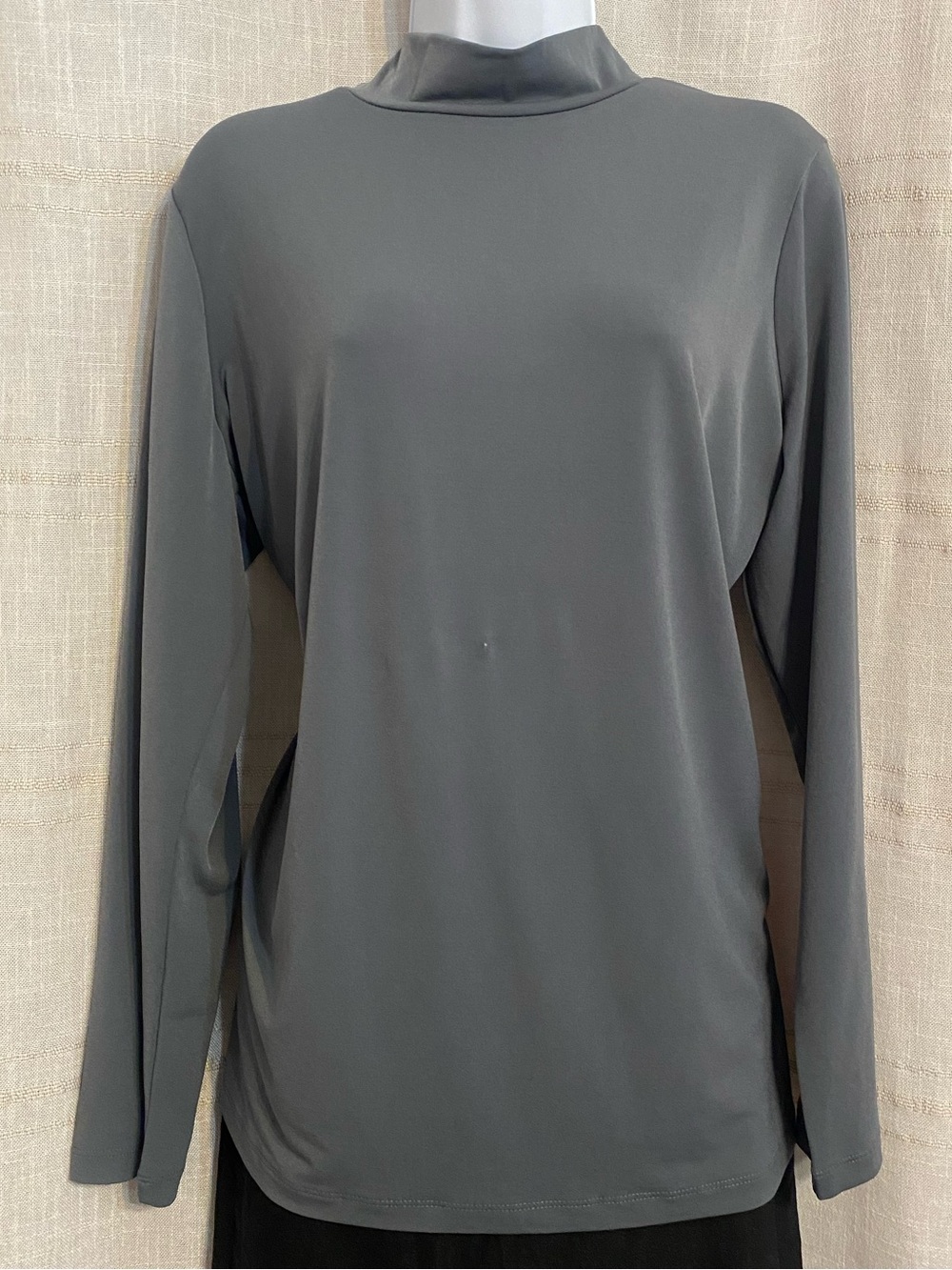 Susan Graver Modern Essentials Liquid Knit Mock Neck Tunic Gray L